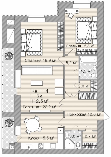 ЖД "На Введенской 80" - Квартира 114